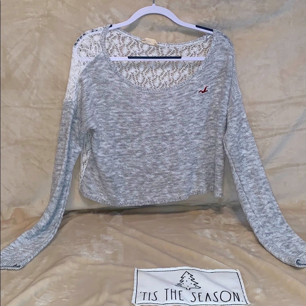 hollister cropped sweater with lace backing